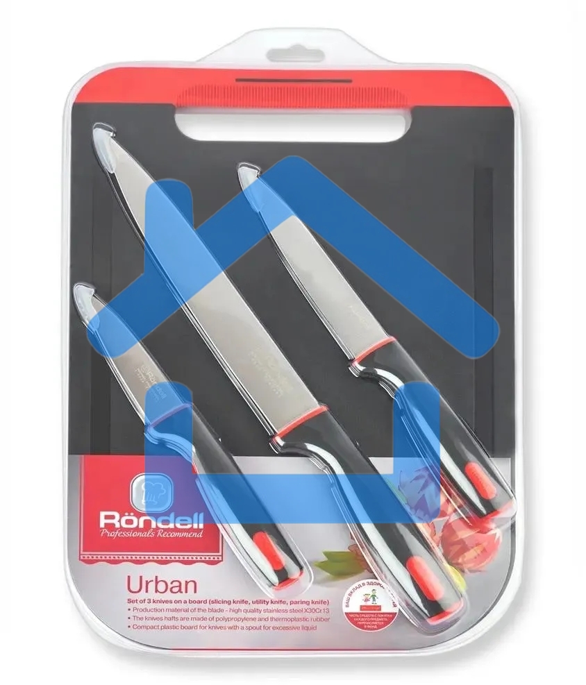 Набор ножей Rondell RD-1010 3шт с разделочной доской