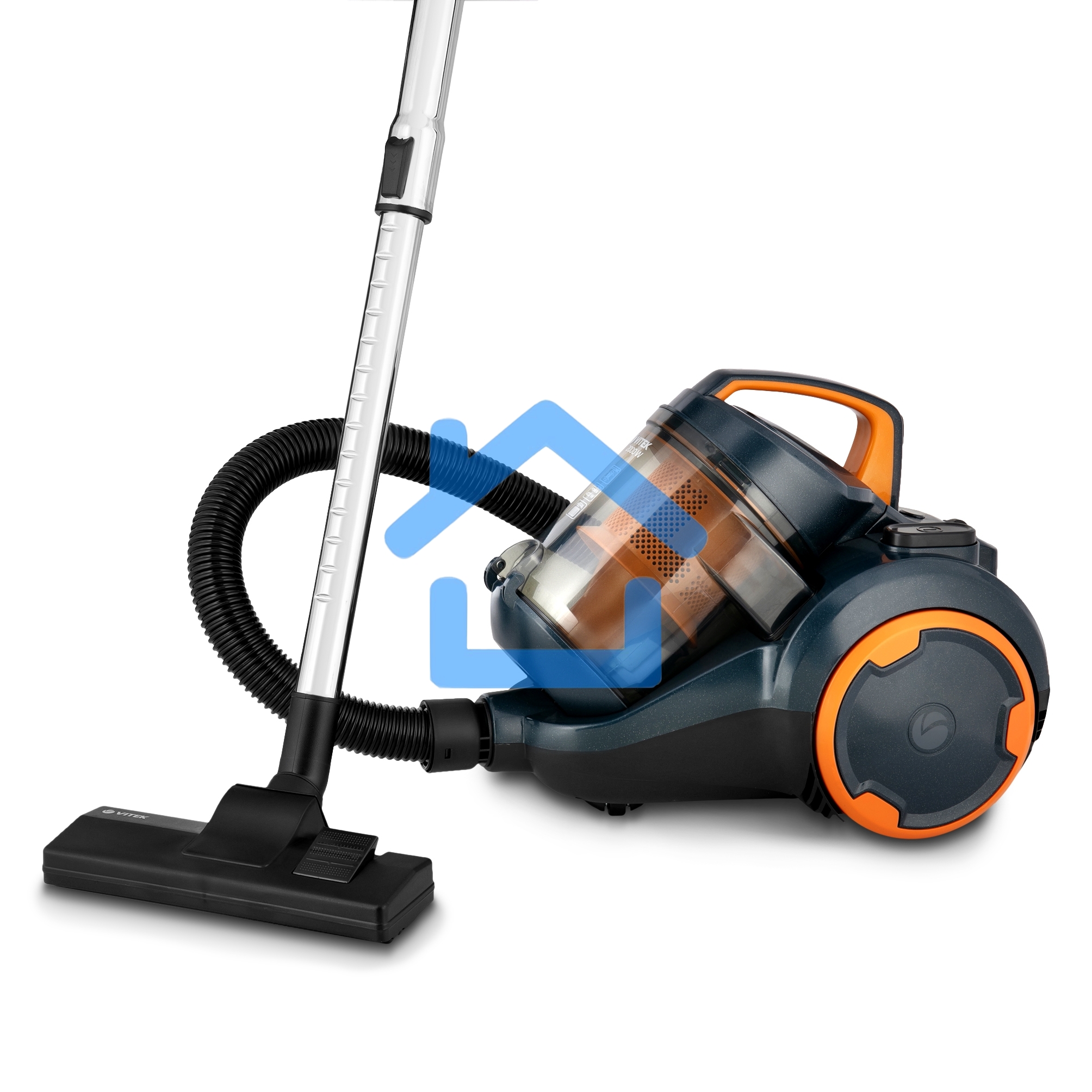 Пылесос Vitek VT-1894 оранжевый, питание от сети, 400 Вт, уборка сухая, пылесборник 2.5 л