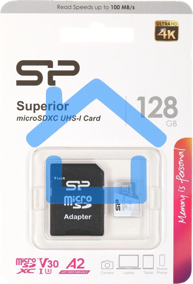 Флеш карта microSD 128Gb Silicon Power Superior Pro A2 microSDXC Class 10 UHS-I U3 Colorful 100/80 Mb/s (SD адаптер)