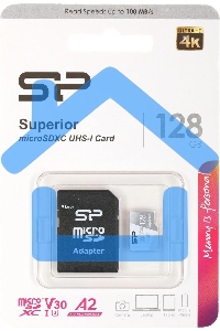 Флеш карта microSD 128Gb Silicon Power Superior Pro A2 microSDXC Class 10 UHS-I U3 Colorful 100/80 Mb/s (SD адаптер)