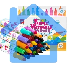 Фломастеры Deli EC155-24, пулевидный пишущий наконечник, 24 цвета, коробка с европодвесом