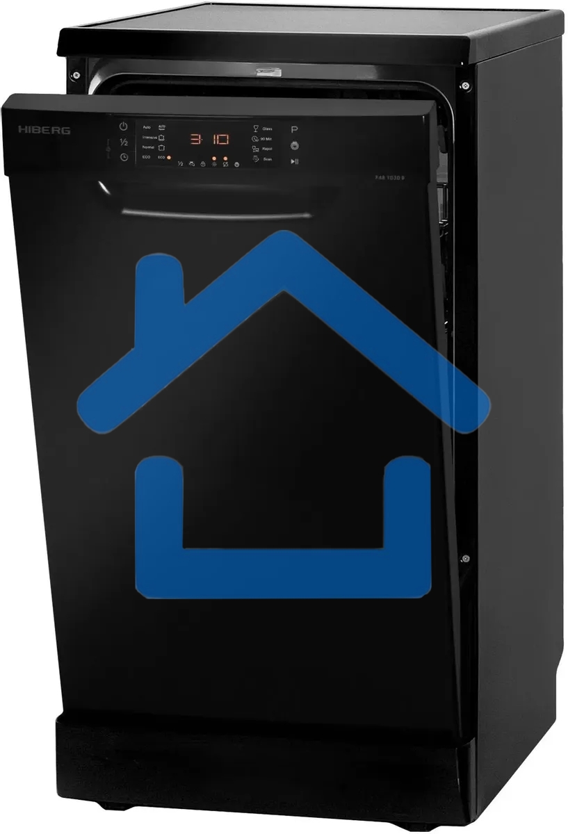 Посудомоечная машина HIBERG F48 1030 B, черный, 44.8 см, 10 компл., 49 дБ, класс A++
