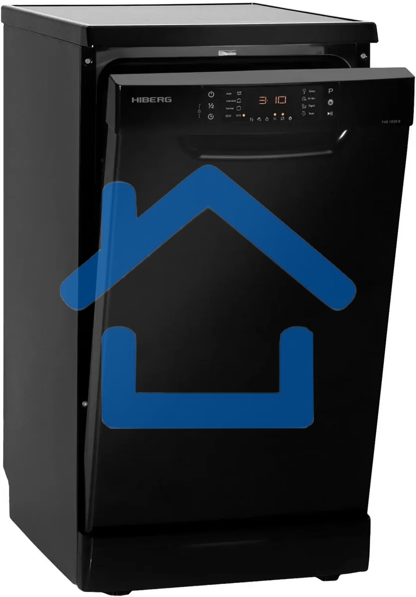 Посудомоечная машина HIBERG F48 1030 B, черный, 44.8 см, 10 компл., 49 дБ, класс A++