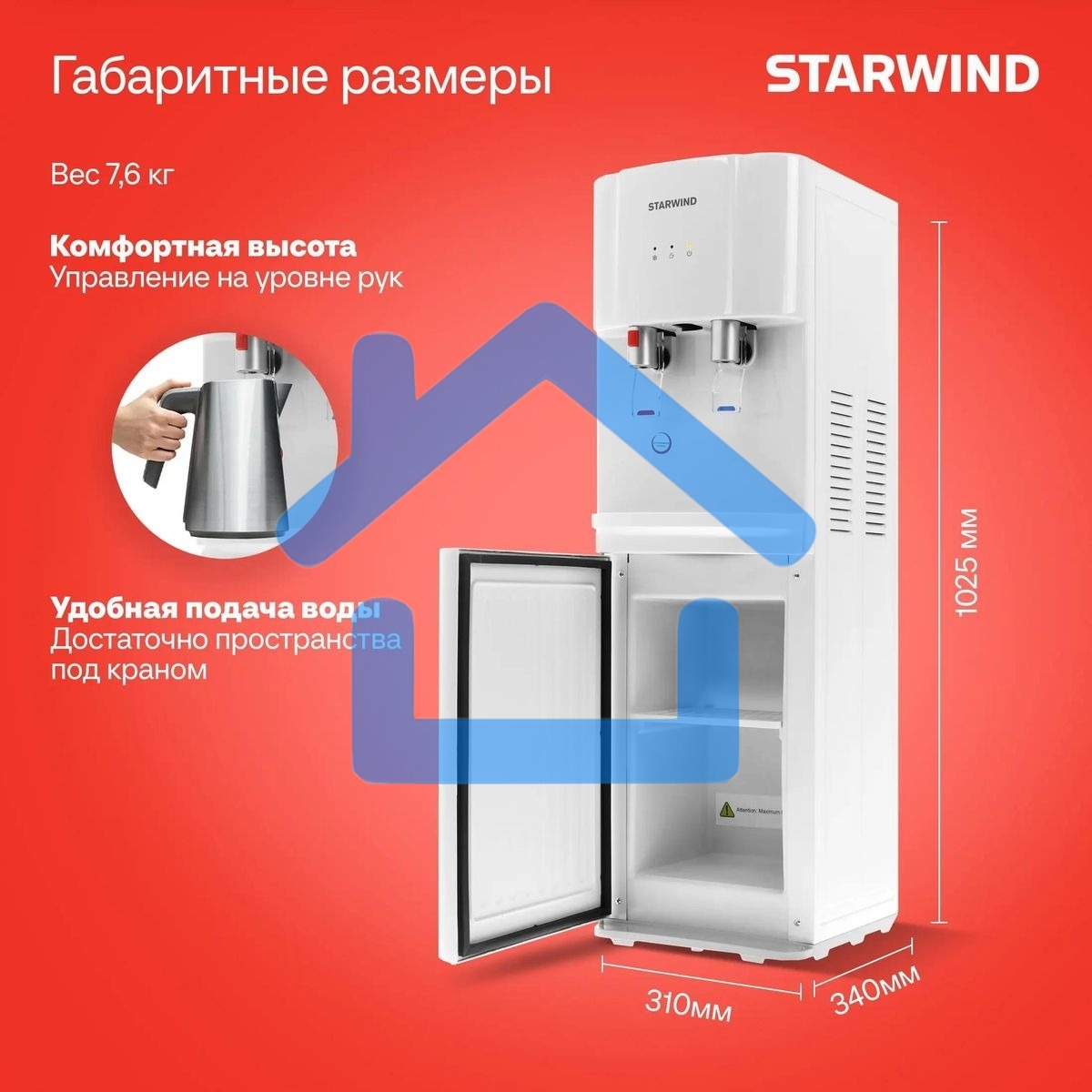 Кулер Starwind SW-1113EW напольный электронный белый