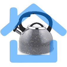 Чайник для плиты со свистком Arte 2,5 л, серый с белыми точками, из нерж стали