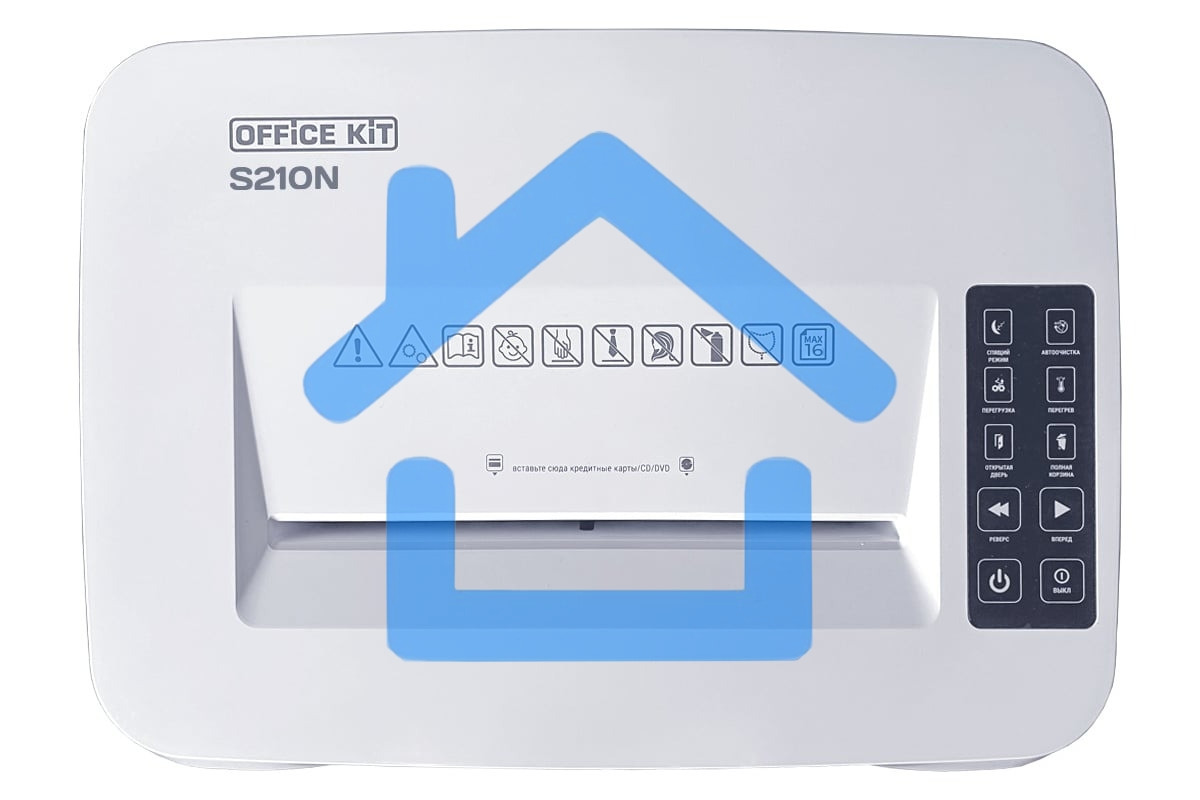 Шредер Office Kit S210N 3,9x38 белый (секр.P-4) фрагменты 16лист. 35лтр. скрепки скобы пл.карты CD