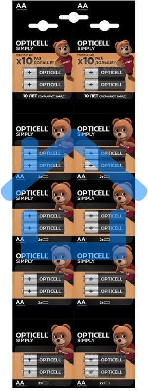 Элемент питания алкалиновый AA/LR6 отрывной набор HBDC (блист. 2штх10) (уп.20шт) Opticell 5050001