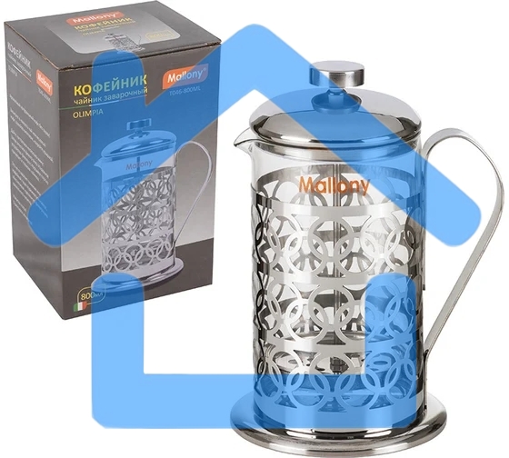 Френч-пресс MALLONY OLIMPIA, 800 мл, из жаропрочного стекла, в корп из нерж ст, T046-800ML (95092)
