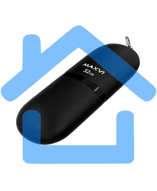 Флешка USB R/W Maxvi SF 32Gb USB 2.0 black, монолит с колпачком, soft touch