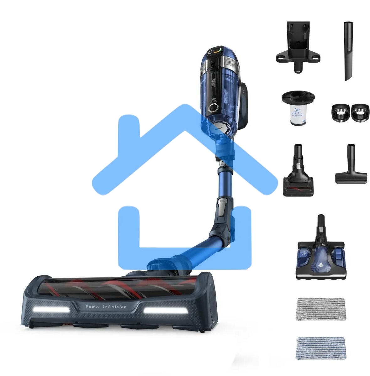 Вертикальный пылесос Tefal X-Force Flex 11.60 Aqua TY9890WO, синий/серый