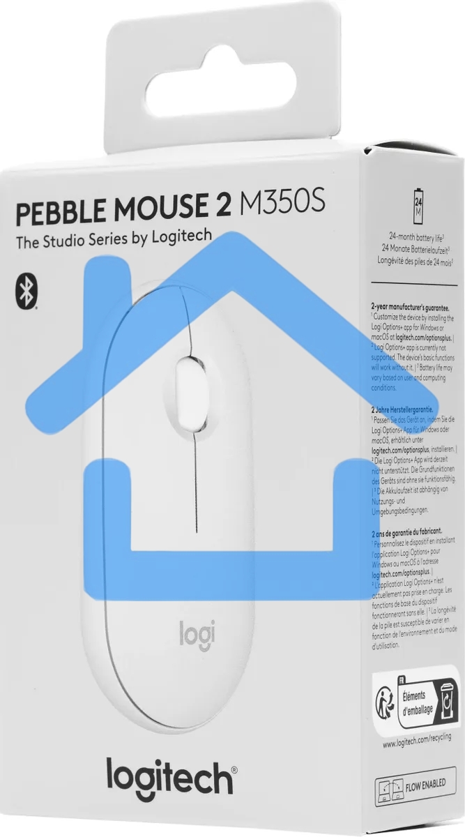 Мышь беспроводная Logitech Pebble 2 M350S белый, 4000 dpi, Bluetooth, кнопки - 3