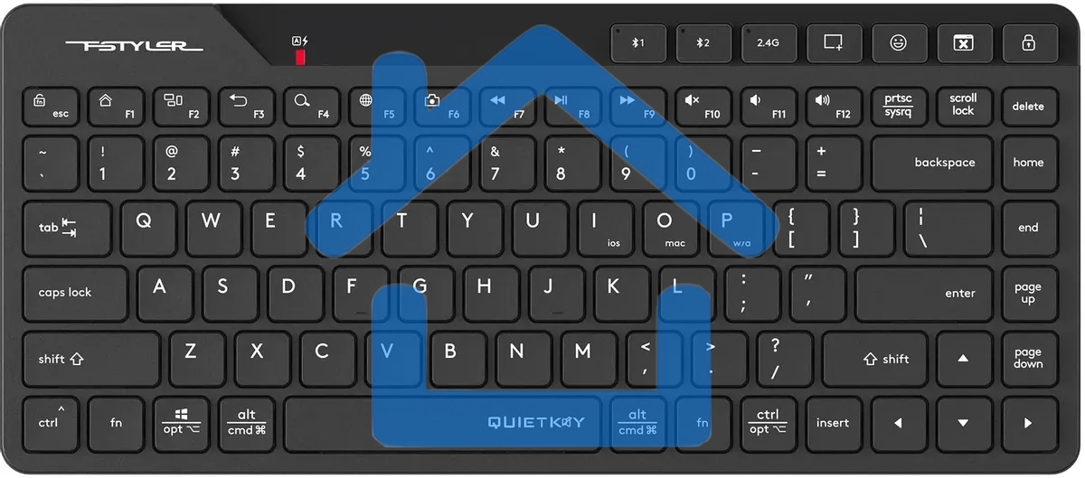 Клавиатура A4Tech Fstyler FBK26C AS беспроводная, USB, Bluetooth/Радиоканал, черный