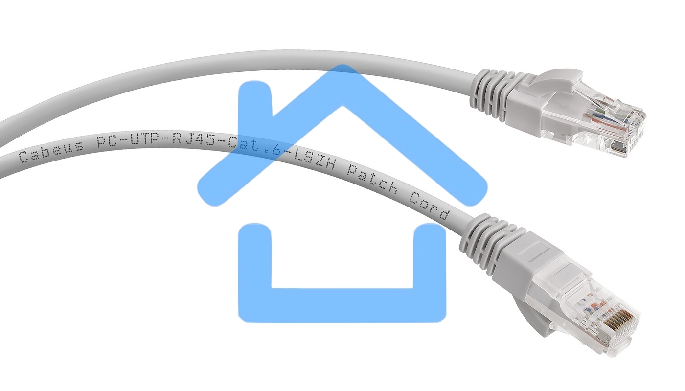 Патч-корд Cabeus PC-UTP-RJ45-Cat.6-1.5m-LSZH, U/UTP, кат.6, 2xRJ45/8p8c, неэкранированный, серый, LSZH, 1.5м