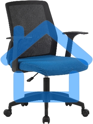 Кресло компьютерное Cactus CS-MC222-BKBL черный, сиденье темно-синий, сетка/ткань, низк.спин. крестов. пластик, пластик черный