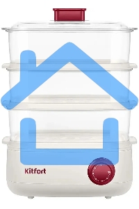 Пароварка Kitfort КТ-6830 3ярус. 800Вт белый/красный