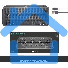 Клавиатура Logitech MX Keys Mini (920-010501) беспроводная, USB, Bluetooth/Радиоканал, темно-серый/черный
