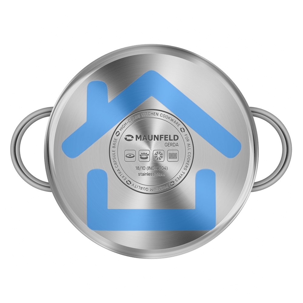 Кастрюля Maunfeld GERDA MCS44S07 из нержавеющей стали со стеклянной крышкой, 22 см, 4,4 л.