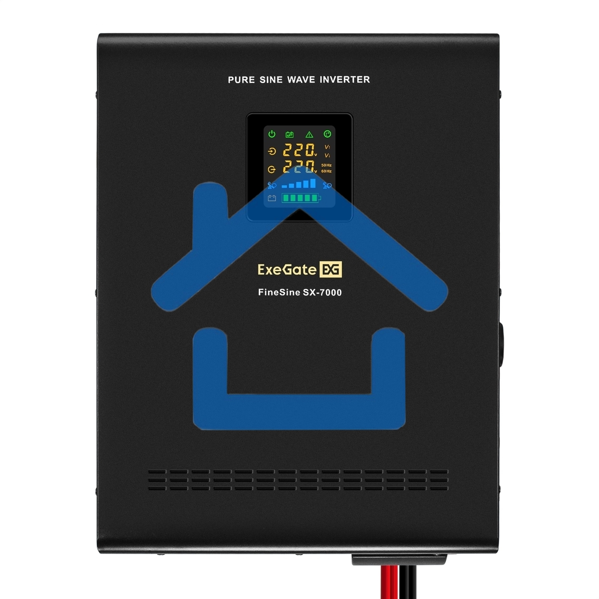 Комплект ИБП EX296005RUS + батарея 45Aч EX285666RUS 4шт (инвертор, синус, для котла, настенный) ExeGate FineSine SX-7000.LCD.AVR.2SH.T <7000VA/5000W, чистая синусоида, цветной LCD-дисплей, AVR, 2*Schuko+клеммы, линейно-интерактивный, крепление настенное, 