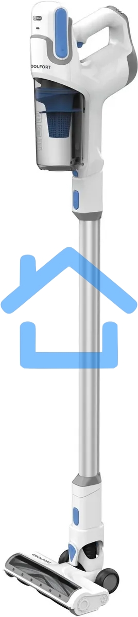 Пылесос вертикальный Coolfort CF-3006 белый/голубой, питание от аккумулятора, 130 вт, уборка сухая, пылесборник 0.5 л, работа от АКБ max 30 мин.