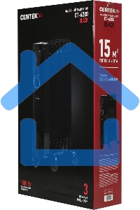Обогреватель масляный Centek CT-6200 (7 секций) черный, 700/1000/1500Вт, 3 режима, механический термостат