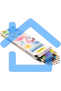 Карандаши цветные Silwerhof Веселые друзья 2.65мм, шестигранный профиль, дерево, ассорти, 18 цветов, коробка с европодвесом