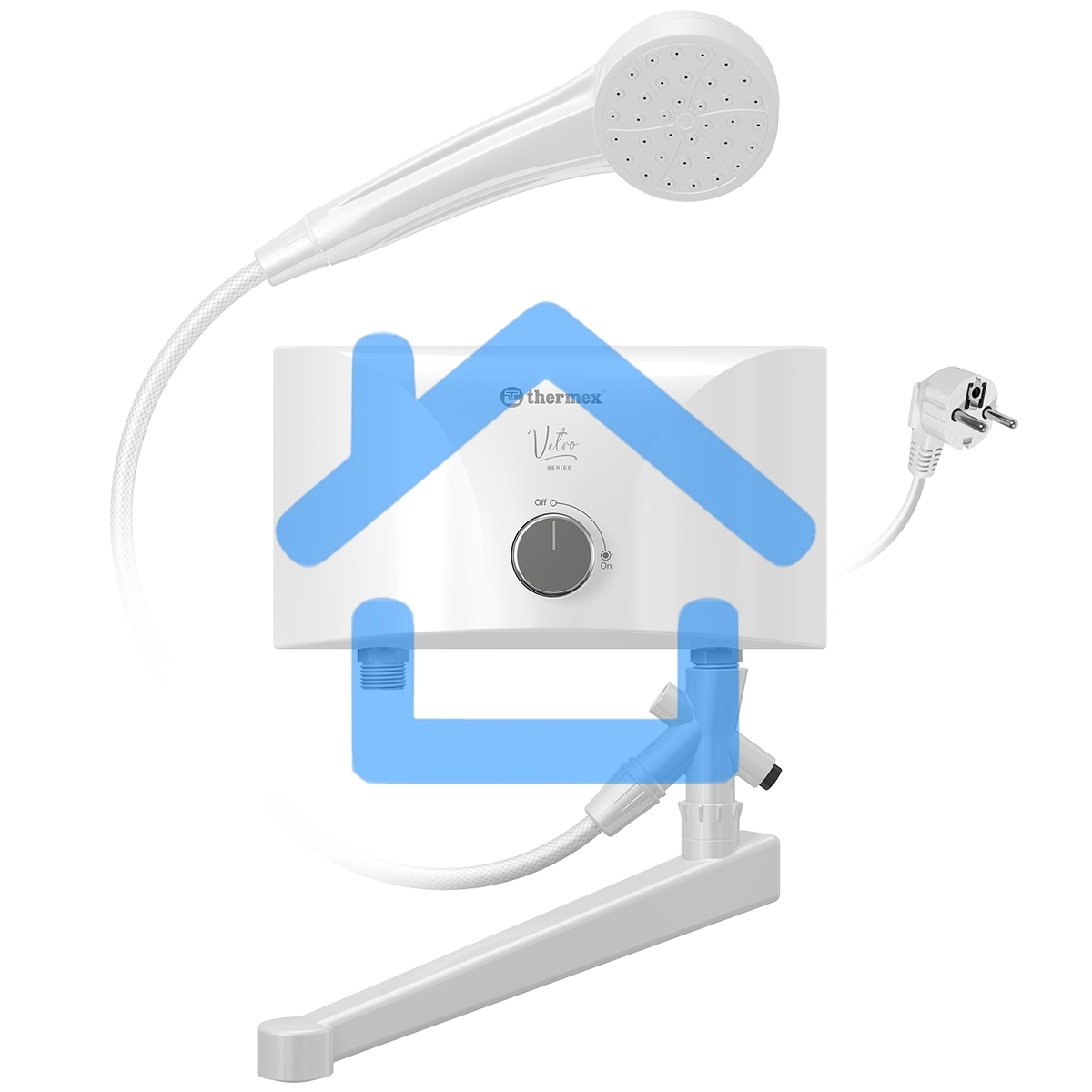 Водонагреватель эл. проточный Thermex Vetro 3500 tap