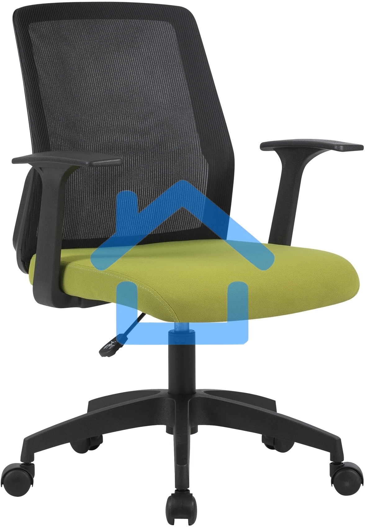 Кресло компьютерное Cactus CS-MC222-BKGN черный, сиденье салатовый, сетка/ткань, низк.спин. крестов. пластик, пластик черный