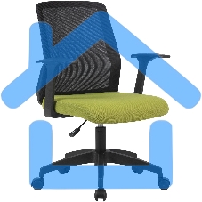 Кресло компьютерное Cactus CS-MC222-BKGN черный, сиденье салатовый, сетка/ткань, низк.спин. крестов. пластик, пластик черный