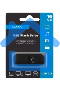 Флешка USB Maxvi SF black (FD16GBUSB20C10SF), 16Gb, USB 2.0, R/W 30/10, черный