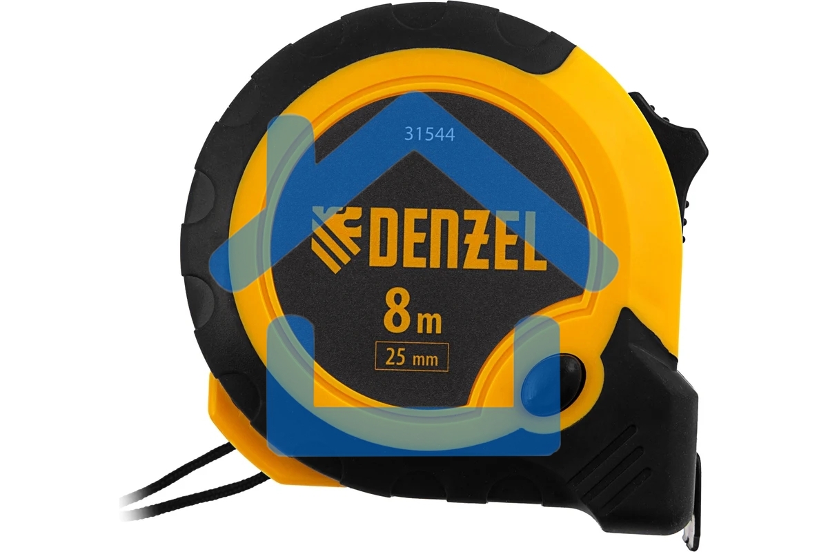 Рулетка 8м х 25мм, двухкомп. корпус, кнопка-пауза Denzel