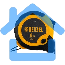 Рулетка 8м х 25мм, двухкомп. корпус, кнопка-пауза Denzel