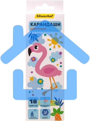 Карандаши цветные Silwerhof Веселые друзья 2.65мм, шестигранный профиль, дерево, ассорти, 18 цветов, коробка с европодвесом