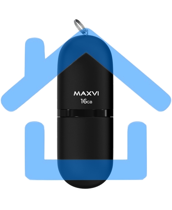 Флешка USB R/W Maxvi SF 16Gb USB 2.0 black, монолит с колпачком, soft touch