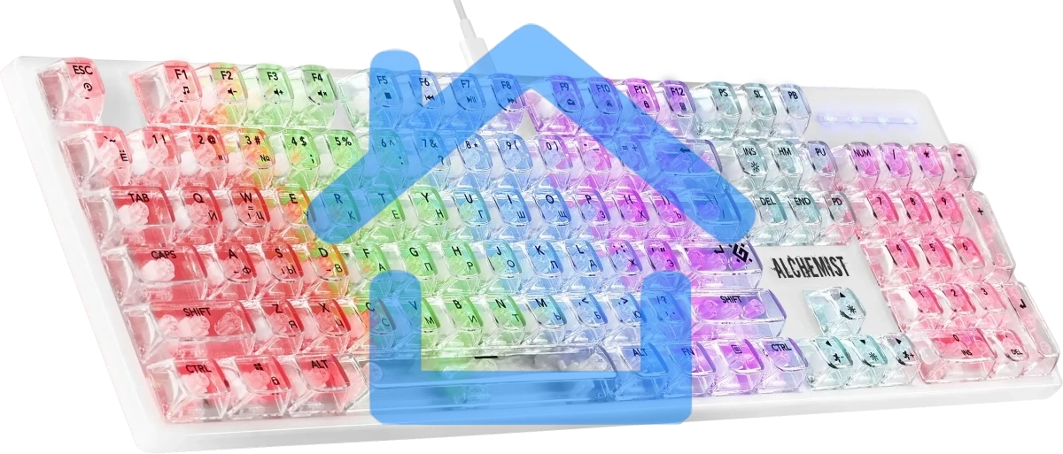 Клавиатура проводная механическая Defender Alchemist GK-000 RU,прозрач,104кн+FN,радуж,1.5м_1