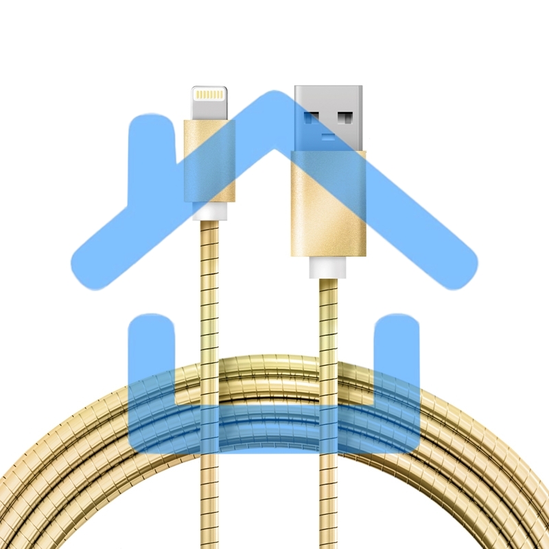 Кабель USB-A – Lightning для Apple, 2,4А, 1м, в золотой металлической оплетке Rexant