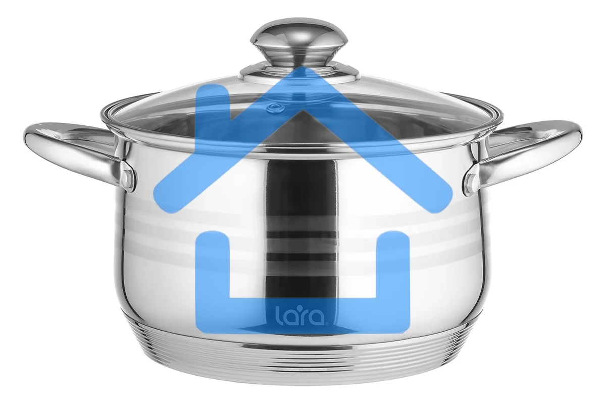 Кастрюля LARA LR02-583 SONATA 24x14,5 см, 6.5 л, нержавеющая сталь, индукция, с крышкой