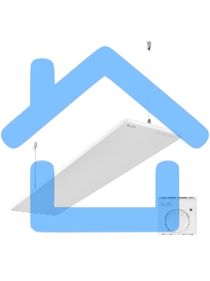 Комплект обогреватель инфракрасный Ballu BIH-GSW-1.0 + BMT-1 белый, 1000 Вт, 20 м2, термостат