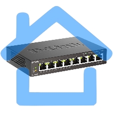 Неуправляемый коммутатор D-Link DGS-1008P/F3A с 8 портами 10/100/1000Base-T (4 порта PoE 802.3af/at, PoE-бюджет 60 Вт)