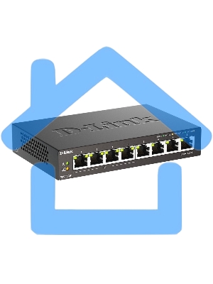 Неуправляемый коммутатор D-Link DGS-1008P/F3A с 8 портами 10/100/1000Base-T (4 порта PoE 802.3af/at, PoE-бюджет 60 Вт)