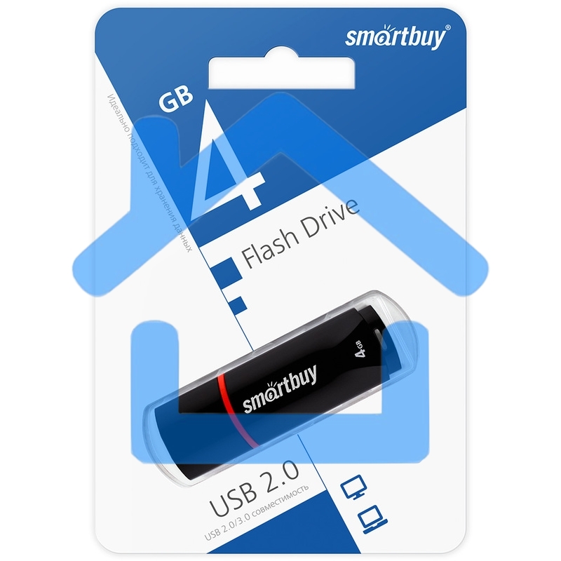 Флешка USB R/W SmartBuy R/W USB Drive 4Gb Crown Black SB4GbCRW-K