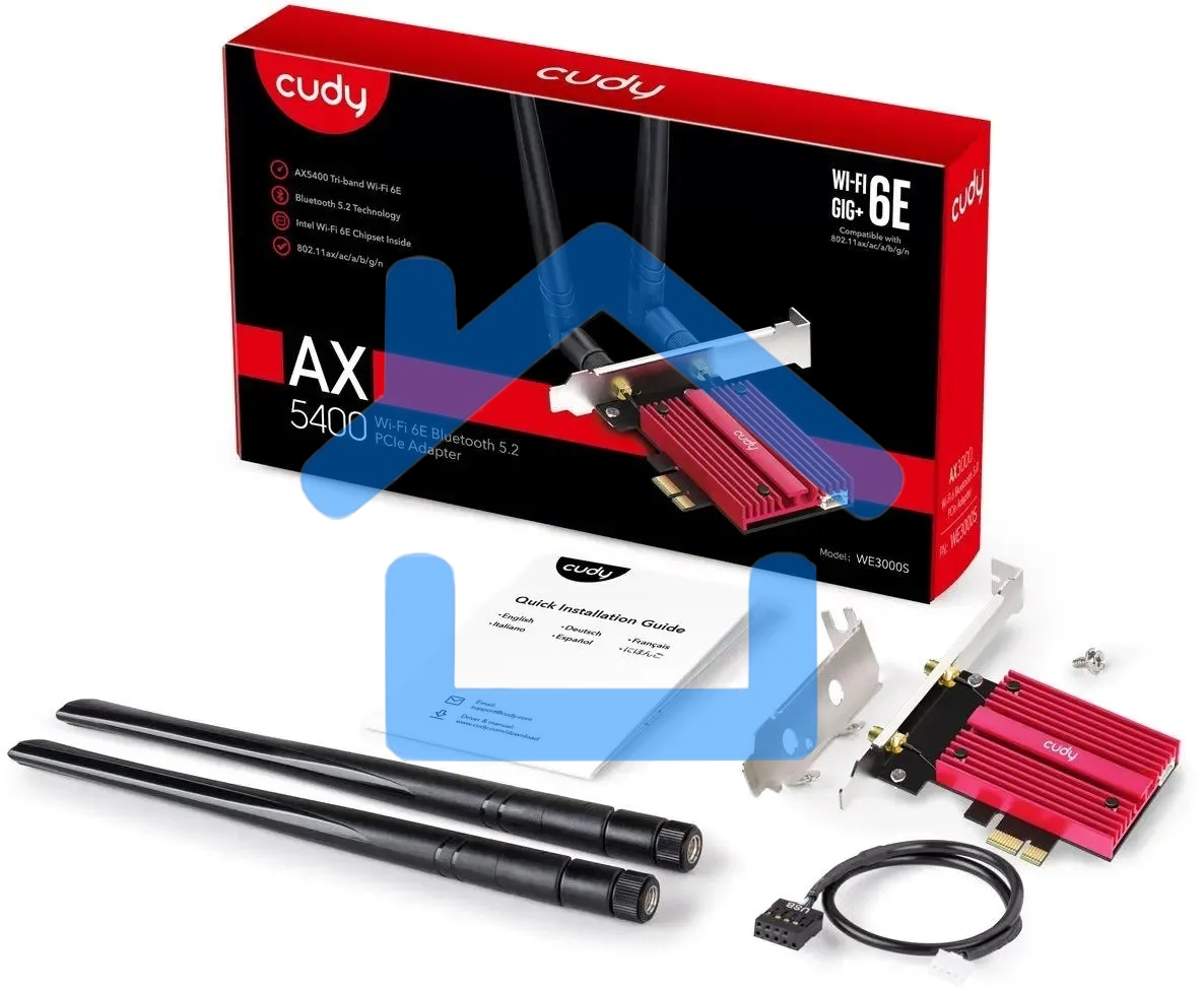 Сетевой адаптер Wi-Fi + Bluetooth Cudy WE3000S АХ5400 PCI Express (ант.внеш.съем) 2ант.
