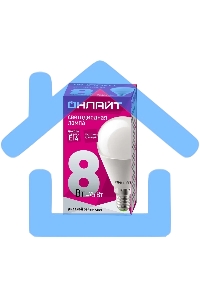 Лампа светодиодная ОНЛАЙТ 61135 OLL-G45-8-230-6.5K-E14