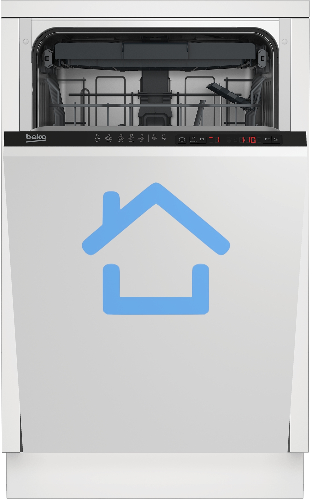 Встраиваемая посудомоечная машина Beko BDIS1W861, белый, 44.8 см, 9 компл., 55 дБ, класс A