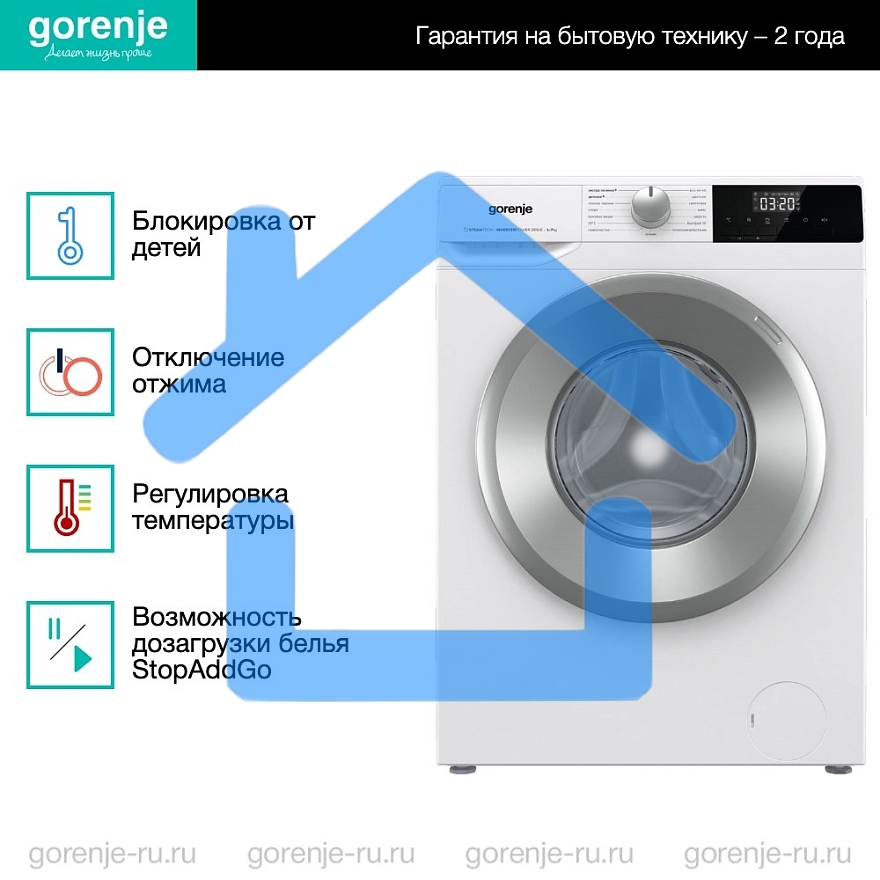 Стиральная машина Gorenje W2NHPI72SCS белый загр. фронтальная макс.: 7 кг 1200об/мин класс: А