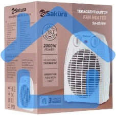 Тепловентилятор Sakura SA-0514W, белый, 2000 Вт, 25 м2, термостат