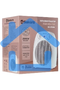 Тепловентилятор Sakura SA-0514W, белый, 2000 Вт, 25 м2, термостат