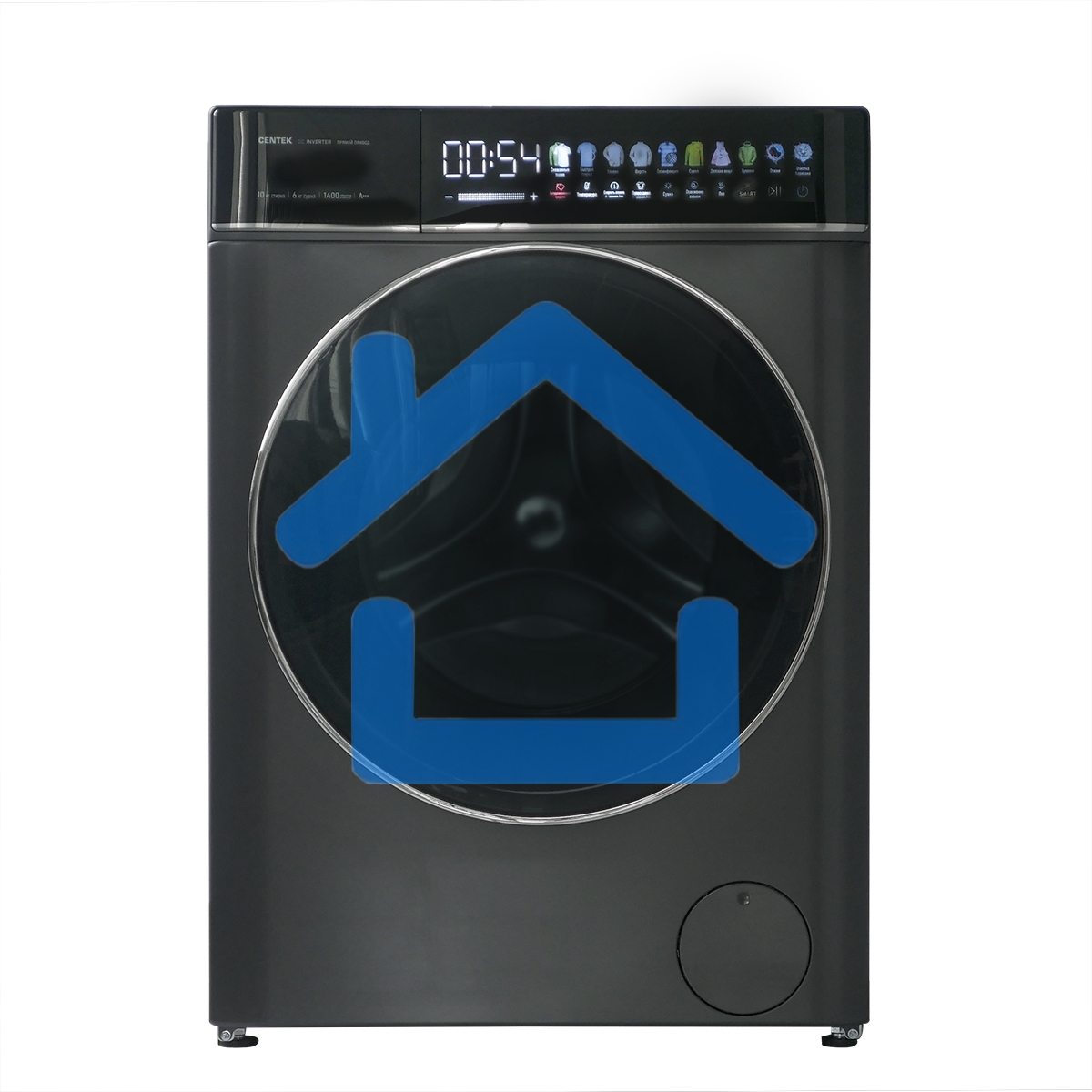 Стиральная машина с сушкой Centek CT-1976 серый, загрузка фронтальная 10кг, 1400 об/мин, Класс А+++