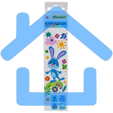 Карандаши цветные Silwerhof Веселые друзья 2.65мм, трехгранный профиль, дерево, ассорти, 6 цветов, коробка с европодвесом