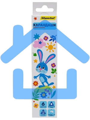 Карандаши цветные Silwerhof Веселые друзья 2.65мм, трехгранный профиль, дерево, ассорти, 6 цветов, коробка с европодвесом