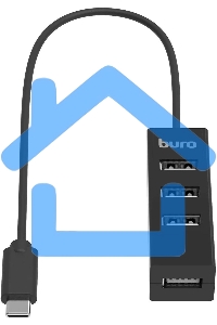 Разветвитель USB-C Buro BPH-C-1906 4порт. черный